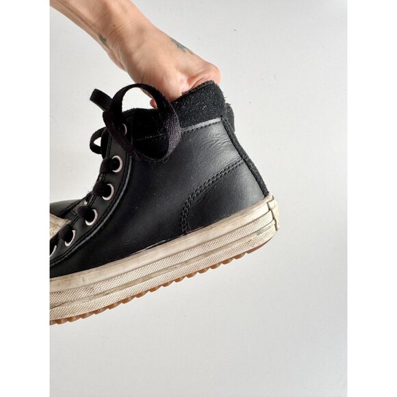 Kids' CONVERSE Chuck Taylor PC Black/Burnt Caramel Leather Boot Sneakers, Size 1 - Picture 7 of 16